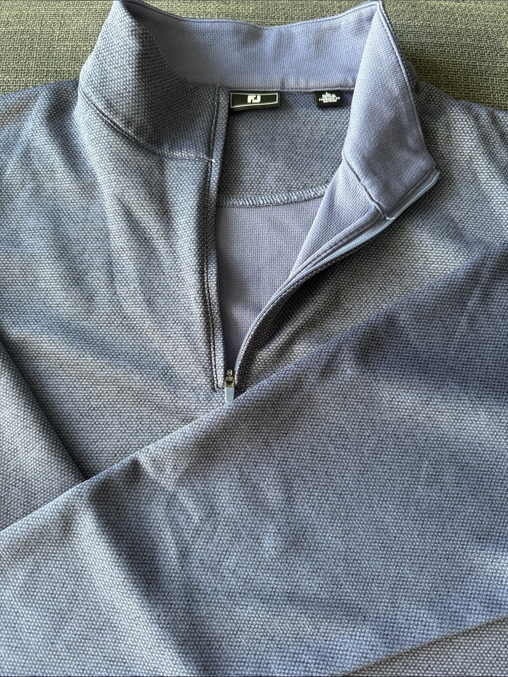 FootJoy Men's Zip-Front Mock Neck Sweater - Slate Gray Blue